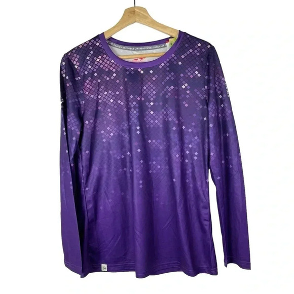 Headsweats Gear Purple Printed Performance Long Sleeve Cycling Tee M - Picture 1 of 3